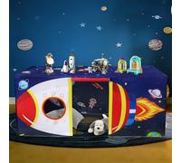 6FT Space Rocket Ship Playhouse Tablecloth Large Solar System Table Fort Tent Cover Playhouse Outer Space Theme Table Cover Galaxy Planets Astronaut Rocket Tablecloth for Birthday Party Supplies