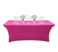 6ft Spandex Tablecloths Stretchable Tablecloth Hot Pink for Rectangle Table,Washable Fitted Table Cloth Spandex Stretch Patio Table Covers for Event,Wedding,Banquet,Party,Covering Stalls,Exhibitions