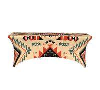 6FT Stretch Tablecloth Vintage Aztec Fitted Rectangular Table Cloth Ethnic Washable Wrinkle Resistant Folding Table Cover for Patio Wedding Banquet Parties Event