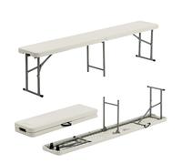 6ft Trestle Bench 4 Person Portable Folding Outdoor Heavy-Duty Seat Bench - White Harbour Housewares White One Size