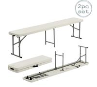 6ft Trestle Bench 4 Person Portable Folding Outdoor Heavy-Duty Seat Bench - White - Pack of 2 Harbour Housewares White One Size