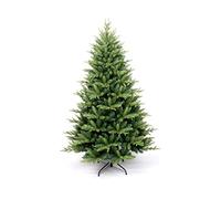 6ft Virginia Spruce Green Artificial Christmas Tree with 1034 Tips and Metal Stand Hinged Branches Xmas Holiday Festive Home Decorations