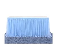 6ft White Tulle Table Skirt For Rectangle Round Table Ruffle Tutu Tablecloth For Wedding Baby Shower Birthday Party Table Decor(Blue)