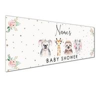 6ft x 1 | Personalised Baby Shower Banner | Baby Shower Banner Decorations | Baby Shower Banner Props | Baby Shower Banner Background Decorations | Baby Shower Banner for Mum | Pastel Cartoon Animals