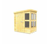 6ft x 4ft Pent Potting Shed - Wood - L118 x W185 x H201 cm Buttercup Farm Brown One Size