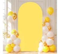 6FT Yellow Wedding Arch Backdrop Cover Spandex Fitted Arch Covers Stretchy Backdrop Round Top Chiara Backdrop Cover for Birthday Party Ceremony Banquet Decoration