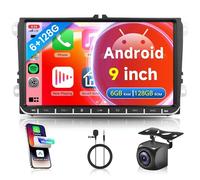 6G 128G Android Car Radio for VW Passat Jetta Seat Golf Skoda Polo Tiguan Beetle, Rimoody 9 inch Touch Screen 2 Din Car Stereo with CarPlay Android Auto/Bluetooth/GPS/WiFi Backup Camera