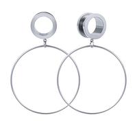 6g-3/4" Ear Tunnels Rose Gold Hoop Ear Plugs Silver Ear Gauges 316L Stainless Steel Expander Dangle Gauges