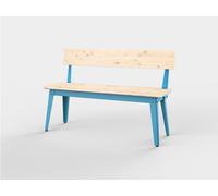 6Grad Outdoor bench with Backrest 125 cm Jan Cray Light blue raw oak - JAN CRAY 6GRAD OBANK BL EIROH