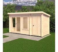 6Gx14 Shire Elm Log Cabin with Side Shed in 19mm Logs