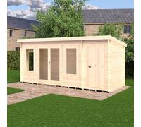 6Gx17 Shire Elm Log Cabin with Side Shed in 19mm Logs
