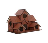 6Hole Wooden Bird House for Outdoor Use Weather Resistant Bird Nesting Box for Garden and Patio Decor Easy to Install and Durable Solid Design