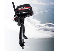 6HP 2-Stroke Outboard Motor, Fishing Boat Dinghy Engine, Outboard Petrol Engine Short Shaft for Kayaks, Canoes, Dinghies, Inflatable Boats, Water Cooling CDI Ignition System, 4.4KW, Black