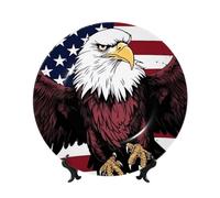 6in Bone China Decorative Plate with Display Stand, American National Flag with Eagle Ceramic Decorative Plate Wall Decor Ceramic Ornaments Art Crafts Porcelain Dinner Plates for Women Men Gifts