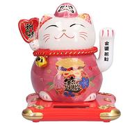 6in Fortune Cat Ceramic Waving Lucky Cat Ornament, Lucky Cat Home Decoration, Cute Ceramic Maneki Neko with Waving for Bedroom Car Office Desk, of Wealth and Good Luck (Pray for blessings and