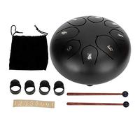 6in Tongue Drum 8 - Tones Handpan, Steel Alloy Hand Drum with Ethereal Sound, 8 - Note Percussion Instrument for Meditation Yoga Zen Therapy, Includes Drumsticks Finger Co (Black)