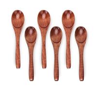 6in Wooden Spoons, 6pcs Soup Spoons Set, Small Wooden Utensils for Coffee, Tea, Jam, Sugar, Ice Cream and Bath Salts (6pcs 6in)