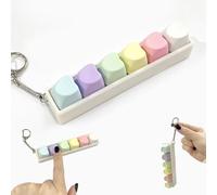 6IN1 Bear Head Keycaps Fidget Keychain, 6-Key Clicker with Crisp Sound & Macaron Colors, Stress Relief Quiet Anxiety Toy for Office Desk, Focus at Work/School (Heart, 6IN1)