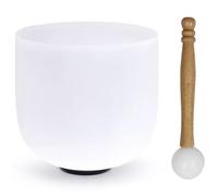 6inch B Note Crown Chakra Frosted Quartz Crystal Singing Bowl for Yoga Meditation & Sound Bath, Come with Rubber Mallet & O-ring(440Hz)