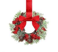 6inch Christmas Mini Cabinet Wreaths for Kitchen with Ribbon Bows Red Berry Small Window Wreath for Window Door Farmhouse Christmas Party Decorations
