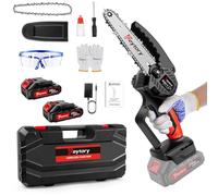 6inch Mini Electric Chainsaw with 2 Rechargeable 1500mAh Batteries, 21V Small Chainsaw Cordless with Switch Security Lock Button & 2 Chains, Handheld Chain Saws for Tree Trimming & Wood Cutting