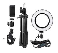 6inch USB LED Video Light Dimmable Ring Lamp, Photography Fill Light with Tripod and Phone Clip, Adjustable Brightness and Color Temperature for Selfie Live Studio, Desktop LED Rin