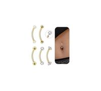 6ixGosh 14G Small Belly Button Rings for Women - 316L Stainless Steel Tiny Internally Threaded Navel Rings - Rook Piercing Jewelry - Hypoallergenic Curved Barbells, 6-16MM, 5PCS, 6MM, Stainless Steel