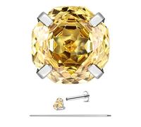 6ixGosh 16G Rose Cut CZ Stud Earrings Titanium Cartilage Earring for Women Flat Back Internal Thread Studs Hypoallergenic Floral Design Conch Tragus Helix Piercing Jewelry, 8MM Bar, Titanium, Cubic