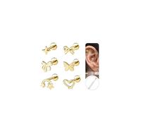 6ixGosh 18G/16G Tiny Stud Earring Bow Earrings for Women Internal Thread Nose Studs 316L Surgical Steel Cartilage Conch Tragus Helix Piercing Jewelry, 6PCS, 16G, 6MM-Bar, Stainless Steel, No Gemstone