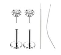 6ixGosh 18g/20g Threadless Nose Studs, 20G,6mm bar,2mm gem,gold, Stainless Steel, cubic zirconia