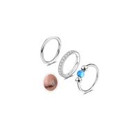 6ixGosh 18G 3PCS Nose Rings Hoops 316L Surgical Steel Opalite Nose Rings for Women Clear CZ Nose Rings Hoop 8mm/10mm Septum Rings Clicker for Cartilage Daith Helix Tragus Conch Piercing Jewelry