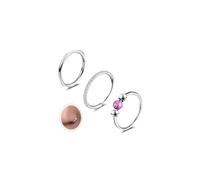 6ixGosh 18G 3PCS Nose Rings Hoops 316L Surgical Steel Opalite Nose Rings for Women Clear CZ Nose Rings Hoop 8mm/10mm Septum Rings Clicker for Cartilage Daith Helix Tragus Conch Piercing Jewelry
