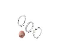 6ixGosh 18G 3PCS Nose Rings Hoops 316L Surgical Steel Opalite Nose Rings for Women Clear CZ Nose Rings Hoop 8mm/10mm Septum Rings Clicker for Cartilage Daith Helix Tragus Conch Piercing Jewelry