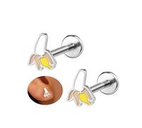 6ixGosh 18G Cute Flat Back Earrings Stud Surgical Steel Internal Thread Nose Rings for Women Food Fruit Cookie Piercing Jewelry for Cartilage/Nose/Labret/Conch/Tragus/Helix/Conch/Lip, Stainless Steel