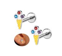 6ixGosh 18G Cute Flat Back Earrings Stud Surgical Steel Internal Thread Nose Rings for Women Food Fruit Cookie Piercing Jewelry for Cartilage/Nose/Labret/Conch/Tragus/Helix/Conch/Lip, Stainless Steel