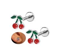 6ixGosh 18G Cute Flat Back Earrings Stud Surgical Steel Internal Thread Nose Rings for Women Food Fruit Cookie Piercing Jewelry for Cartilage/Nose/Labret/Conch/Tragus/Helix/Conch/Lip, Stainless Steel