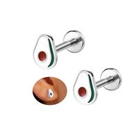 6ixGosh 18G Cute Flat Back Earrings Stud Surgical Steel Internal Thread Nose Rings for Women Food Fruit Cookie Piercing Jewelry for Cartilage/Nose/Labret/Conch/Tragus/Helix/Conch/Lip, Stainless Steel