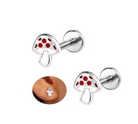 6ixGosh 18G Cute Flat Back Earrings Stud Surgical Steel Internal Thread Nose Rings for Women Food Fruit Cookie Piercing Jewelry for Cartilage/Nose/Labret/Conch/Tragus/Helix/Conch/Lip, Stainless Steel
