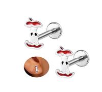 6ixGosh 18G Cute Flat Back Earrings Stud Surgical Steel Internal Thread Nose Rings for Women Food Fruit Cookie Piercing Jewelry for Cartilage/Nose/Labret/Conch/Tragus/Helix/Conch/Lip, Stainless Steel