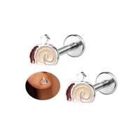 6ixGosh 18G Cute Flat Back Earrings Stud Surgical Steel Internal Thread Nose Rings for Women Food Fruit Cookie Piercing Jewelry for Cartilage/Nose/Labret/Conch/Tragus/Helix/Conch/Lip, Stainless Steel
