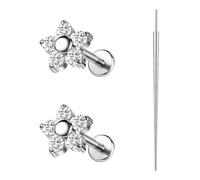 6ixGosh 1Pair 16G Flat Back Earrings Stud Threadless Helix Tragus Conch Piercing Jewelry CZ Nose Stud for Women Push in 316L Surgical Steel Cartilage Earrings Lip Medusa Body Piercings Jewelry, 8mm