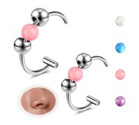 6ixGosh 20G Fake Nose Ring Opalite Faux Nose Hoop Fake Nose Piercings for Women Clip On Surgical Steel Faux Nose Rings Snake Bites Non Pierce Cartilage Helix Ear Lip Rings, 8mm/10mm, Metal, no