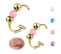 6ixGosh 20G Fake Nose Ring Opalite Faux Nose Hoop Fake Nose Piercings for Women Clip On Surgical Steel Faux Nose Rings Snake Bites Non Pierce Cartilage Helix Ear Lip Rings, 8mm/10mm, metal, no