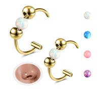 6ixGosh 20G Fake Nose Ring Opalite Faux Nose Hoop Fake Nose Piercings for Women Clip On Surgical Steel Faux Nose Rings Snake Bites Non Pierce Cartilage Helix Ear Lip Rings, 8mm/10mm, Metal, no