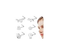 6ixGosh 20G Halloween Nose Ring Studs Surgical Steel Nostril Studs for Women Men Black Nose Rings L Shaped Ghost Pumpkin Bat Skull Gothic Nose Piercing Jewelry,6/9PCS, Stainless Steel, no gemstone