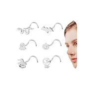 6ixGosh 20G Halloween Nose Ring Studs Surgical Steel Nostril Studs for Women Men Black Nose Rings L Shaped Ghost Pumpkin Bat Skull Gothic Nose Piercing Jewelry,6/9PCS, Stainless Steel, no gemstone