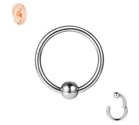 6ixGosh 316L Surgical Steel 6G 8G 10G 12G Septum Rings Heavy Gauges Hinged Nose Rings Hoop Body Piercing Rings for Conch Lobe Seamless Ear Piercing Earrings, Stainless Steel, no gemstone