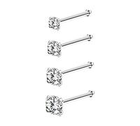 6ixGosh 46pcs 20g Nose Rings Studs - Surgical Steel CZ L-Shaped Corkscrew & Straight Nose Rings Studs for Women & Men - Silver, Rose Gold & Black - 1.5mm, 2mm, 2.5mm, 3mm
