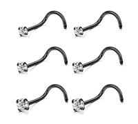 6ixGosh 46pcs 20g Nose Rings Studs - Surgical Steel Nose Rings - CZ L Shaped Corkscrew Studs for Women & Men - Small, Cute - Silver, Rose Gold, Black - 1.5mm, 2mm, 2.5mm, 3mm Nostril
