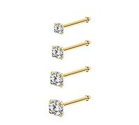 6ixGosh 4pcs 20g Nose Rings Studs - Surgical Steel Nose Studs for Women & Men - CZ Bone, Small Cute Silver, Rose Gold, Black L-Shaped, Corkscrew - 1.5mm, 2mm, 2.5mm, 3mm Nostril Piercing Jewelry